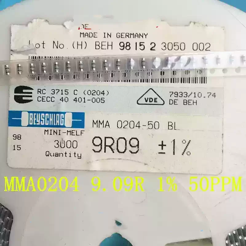 5-10pcs MMA0204 9R09 9.09R 1% 50PPM wafer surface mount resistor low-temperature drift resistor