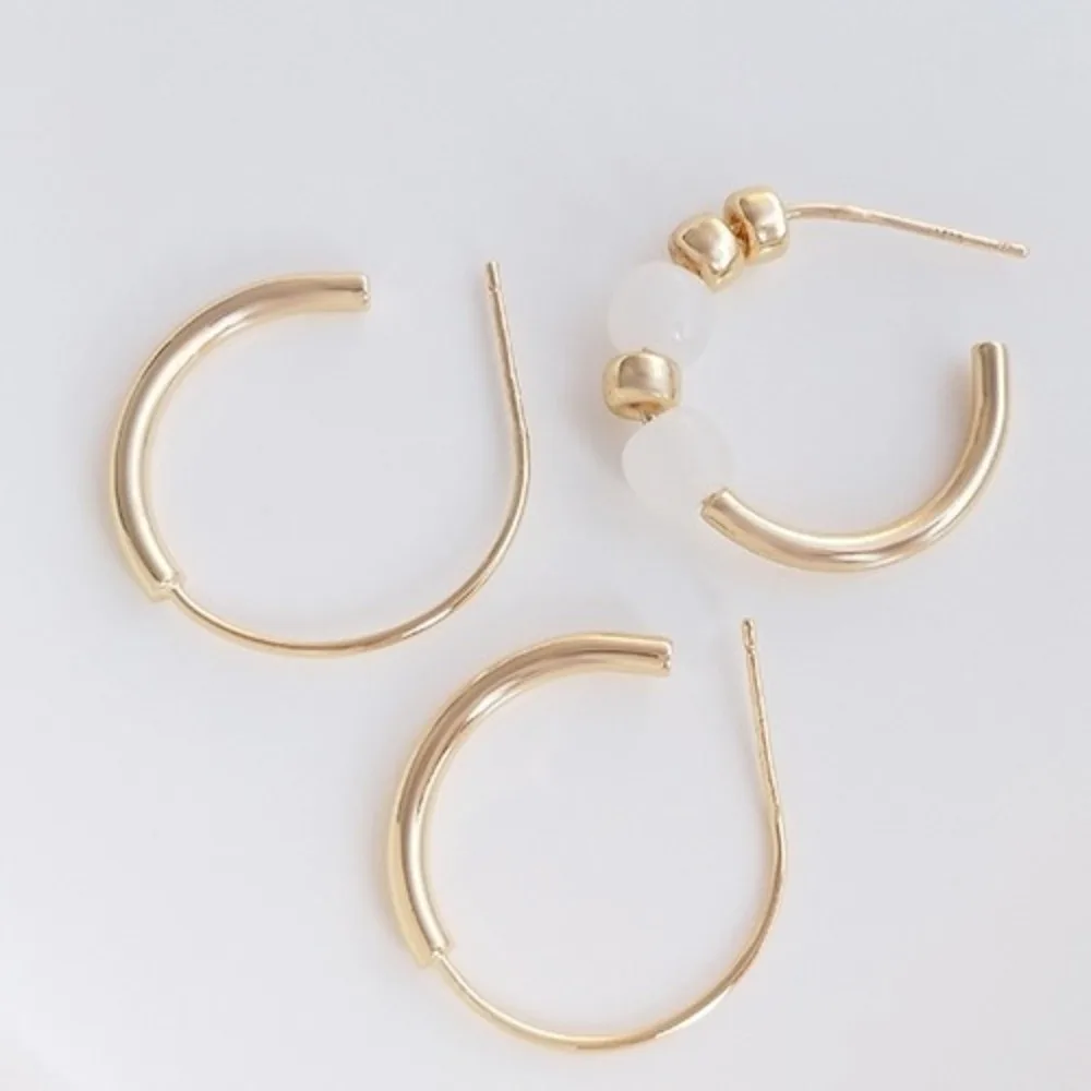 

Copper 14K Gold Color Bright C-Shaped Beadable Earrings Handmade DIY Fashion Simple Earrings Accessories Material