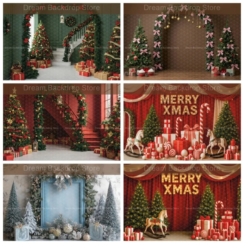 Winter Christmas Tree Circus Candy Theme Banner Decoration Background, Christmas Party, Home Decoration Photography Background
