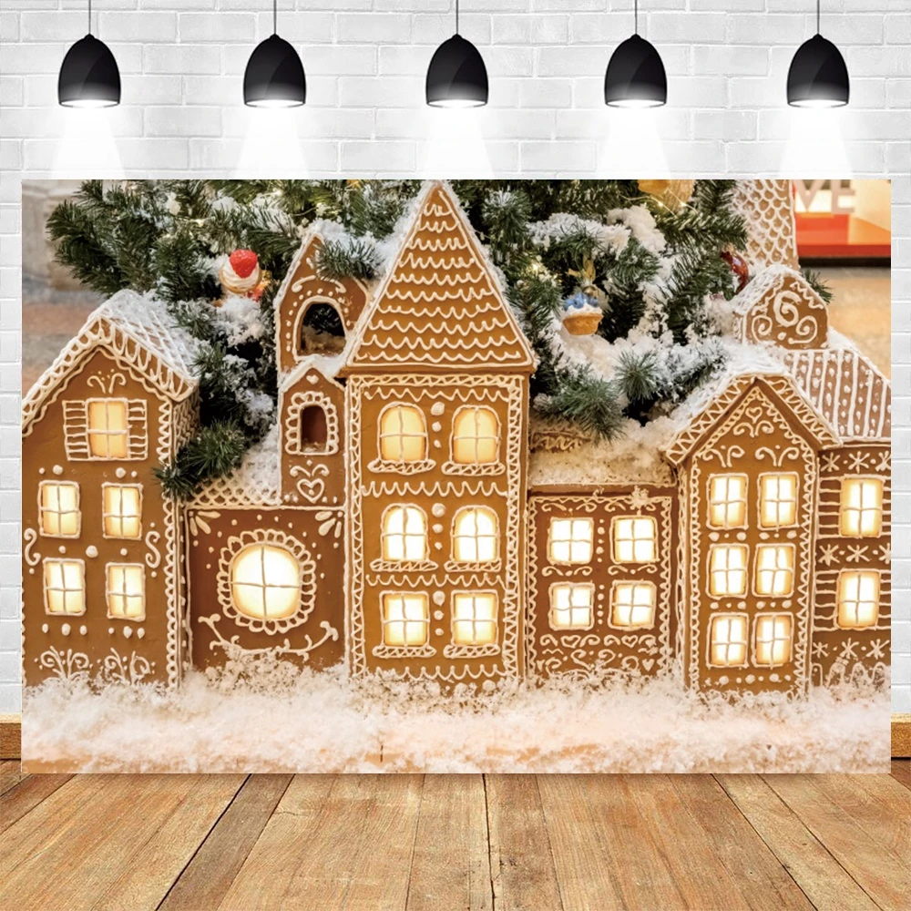 خلفية صور عيد الميلاد ، منزل خشبي ، شجرة حلوى ، خلفية تصوير للأطفال ، استوديو صور بورتريه ، كشك ، مستلزمات مصور