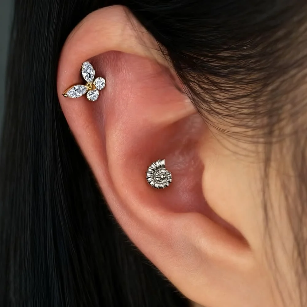 ASTM F136 Titanium Tiny Conch Stud Earring, Body Piercing