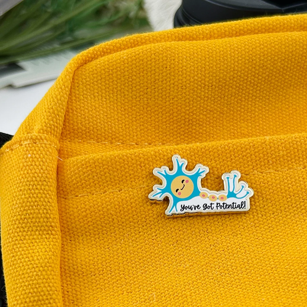 لقد حصلت على شارة محتملة لطيف المينا العصبية دبوس مضحك ميمي العلوم بروش مختبر علم الأحياء عالم هدية جمع ديكور #5