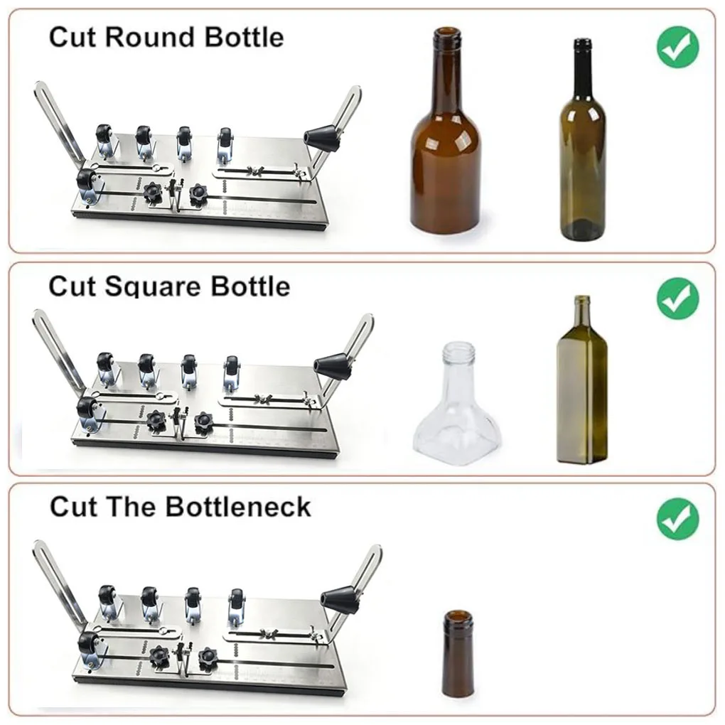 Glass Bottle Cutter With 5 Support Wheels For Better Stability Featuring 2 Carbide Blades For Precise Cutting