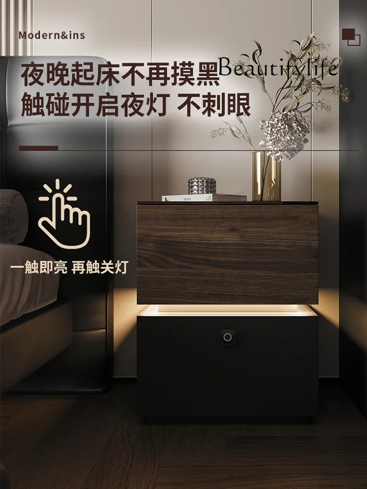 Smart bedside table Modern simple bedroom Multifunctional bedside insurance storage cabinet with lock