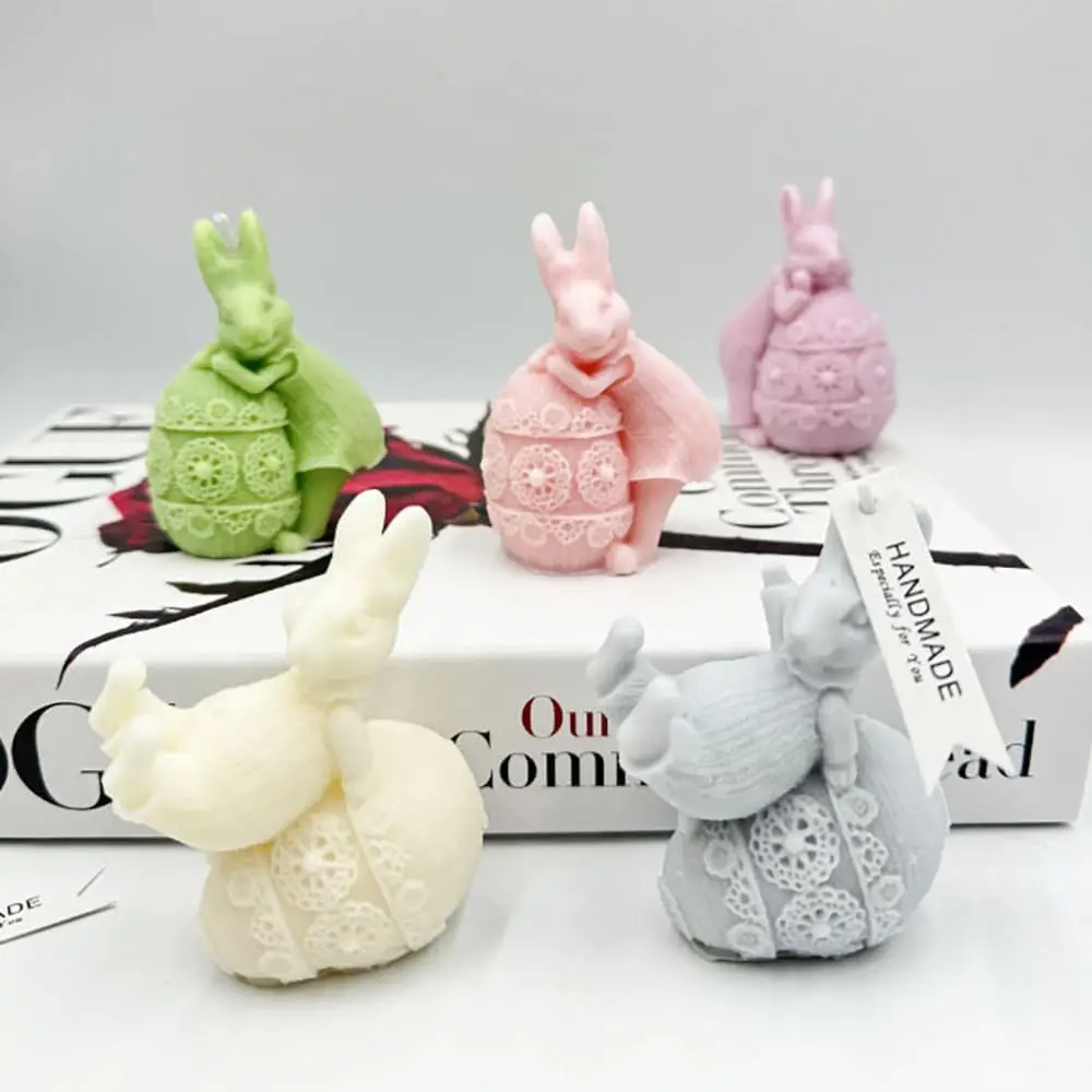 3D Osterei Niedlichen Häschen Silikon Kerze Form DIY Kaninchen Kerze Epoxy, Der Form Kuchen Dekor Tier Malerei Gips Puppe Geschenke