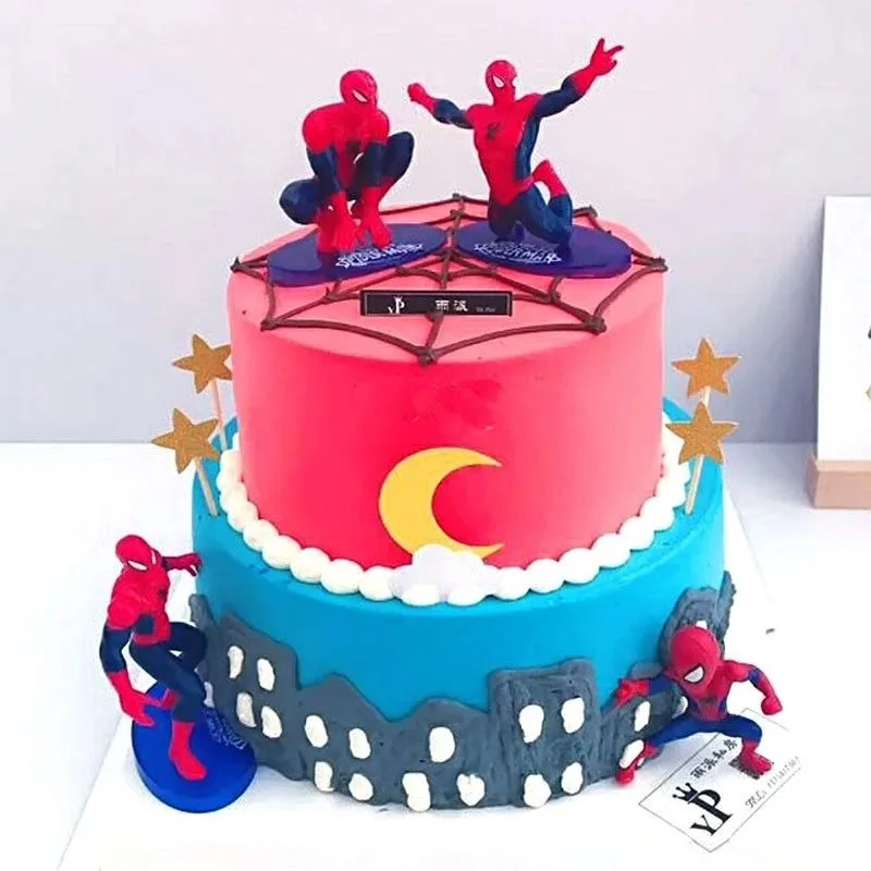 Marve Spider Man Cartoon Animation Cake Doll Ornament High-Looking Creative Holiday Baking Cake Decoration Scenario Figure Toy