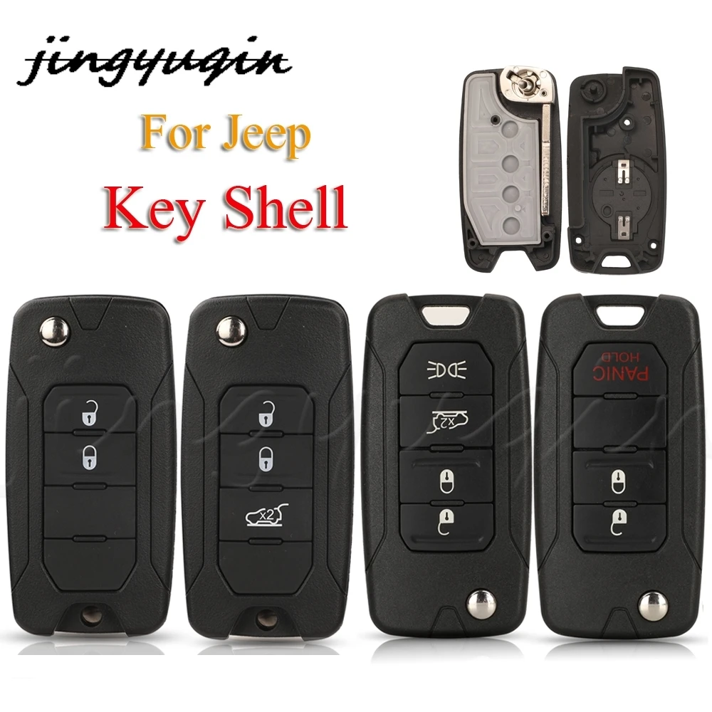 

jingyuqin 3/4 Buttons Remote Car Key Cover Flip Key For Jeep Renegade Compass Patriot Liberty 2016 Auto Accessories SIP22 Blade