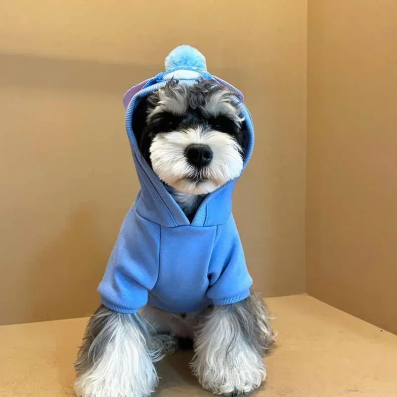 Winter Pet Dog Clothes Stitch Two Legged Hoodies Fleece Warm Velvet Small Medium Puppy Cat Jacket Clothing Costume Sweatshirt