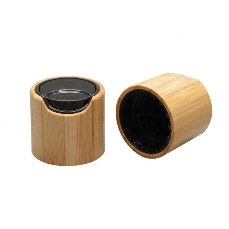 50pcs hot sell bamboo wooden bottle cap 20mm 24/410 plastic disc cap top lid bamboo cap for 500ml 300ml bottles