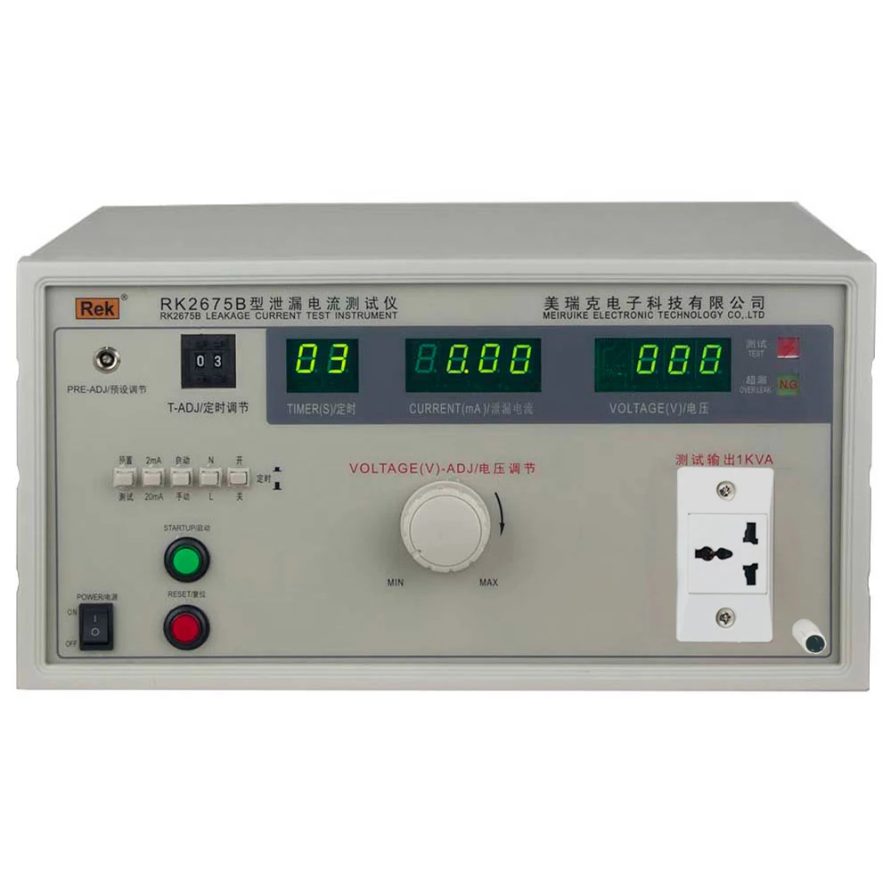 Rek RK2675B Leakage Current Tester Transformer Capacity 1000VA, Voltage 0-250V, Current 0-20mA, Accuracy 5%