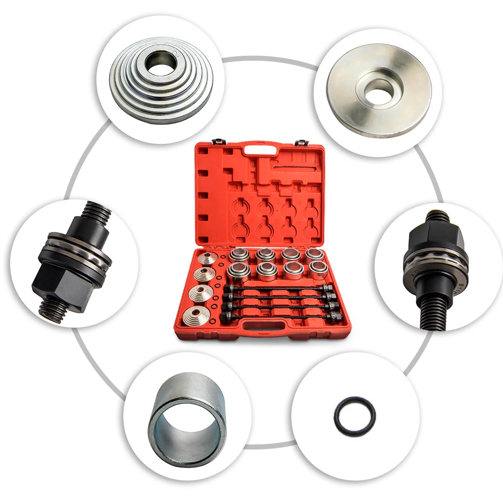 28pcs Pull and Press Sleeve Kit Removal Installation Bushes Bearing Tool for 34, 42, 50, 58 & 66mm sleeves