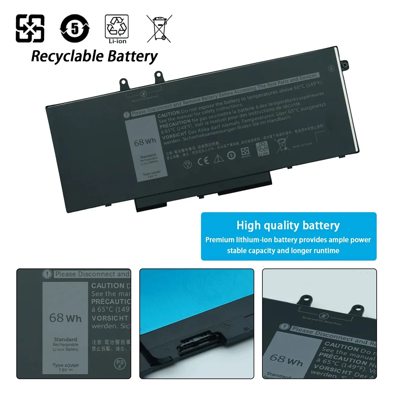 4GVMP Laptop Battery for Dell Latitude 5400 5500 Precision 3540 Inspiron 7590 7591 7791 2-in-1 P84F P42E R8D7N