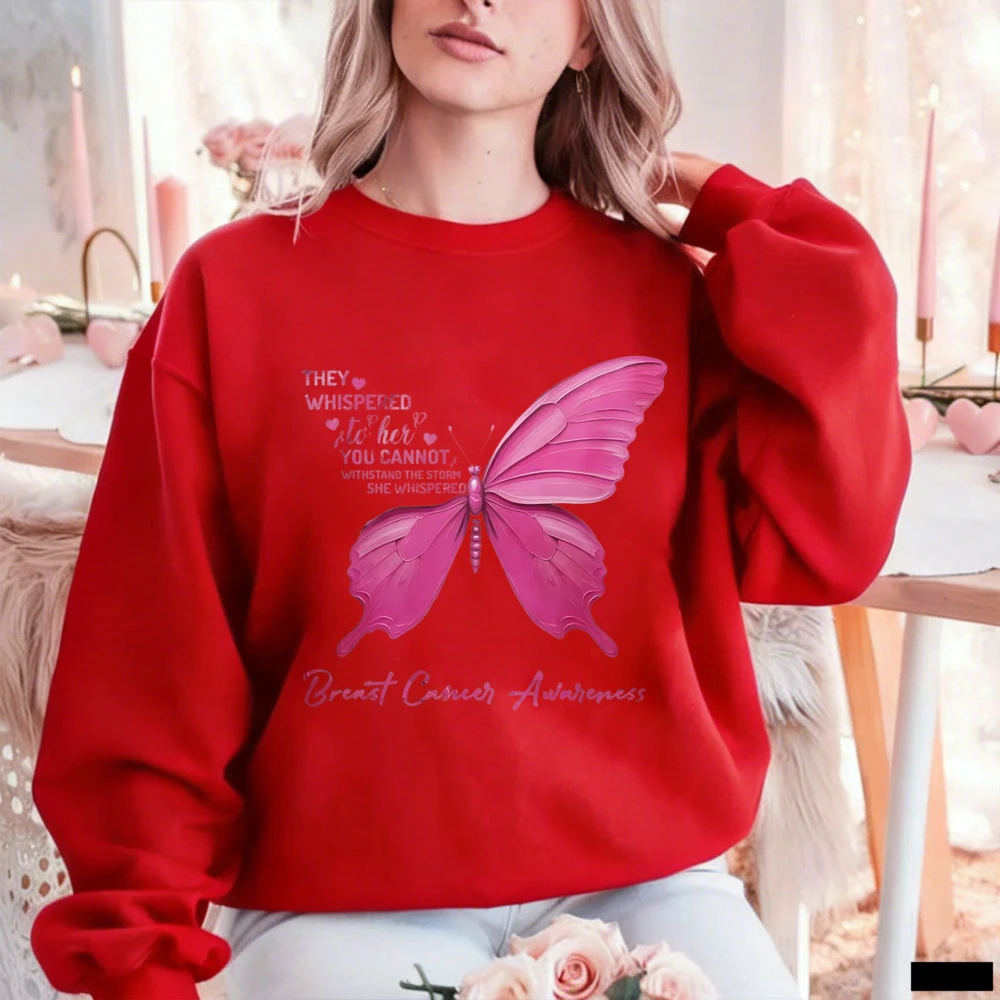 Women Pink Butterfly Breast Ca - đánh giá và giá Graphic Hoodie Streetwear