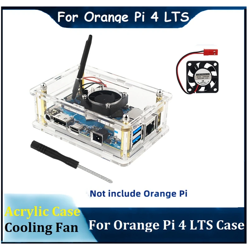 لـ Orange Pi 4 LTS صندوق أكريليك شفاف مع مفك براغي مروحة لـ Orange Pi 4 LTS OPI 4LTS