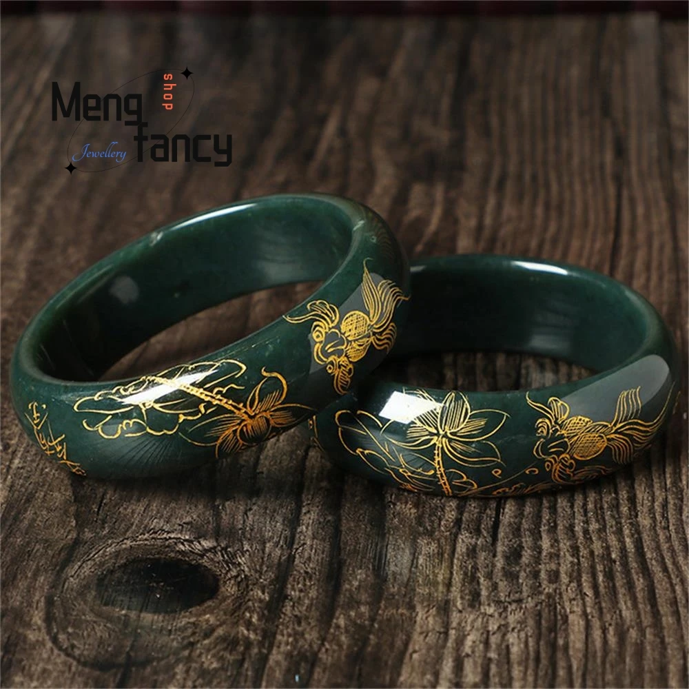 Natural Hetian Green Jade Bangle Charms Fashion Men Women Designer Bracelet Mascots Fine Jewelry Luxury Souvenir Holiday Gift