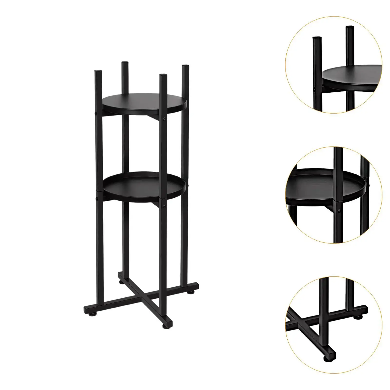 워터 디스펜서 스탠드 물병용 원형 선반 2개가 있는 3단 경량 물 주전자 물병 및 식물 가정용