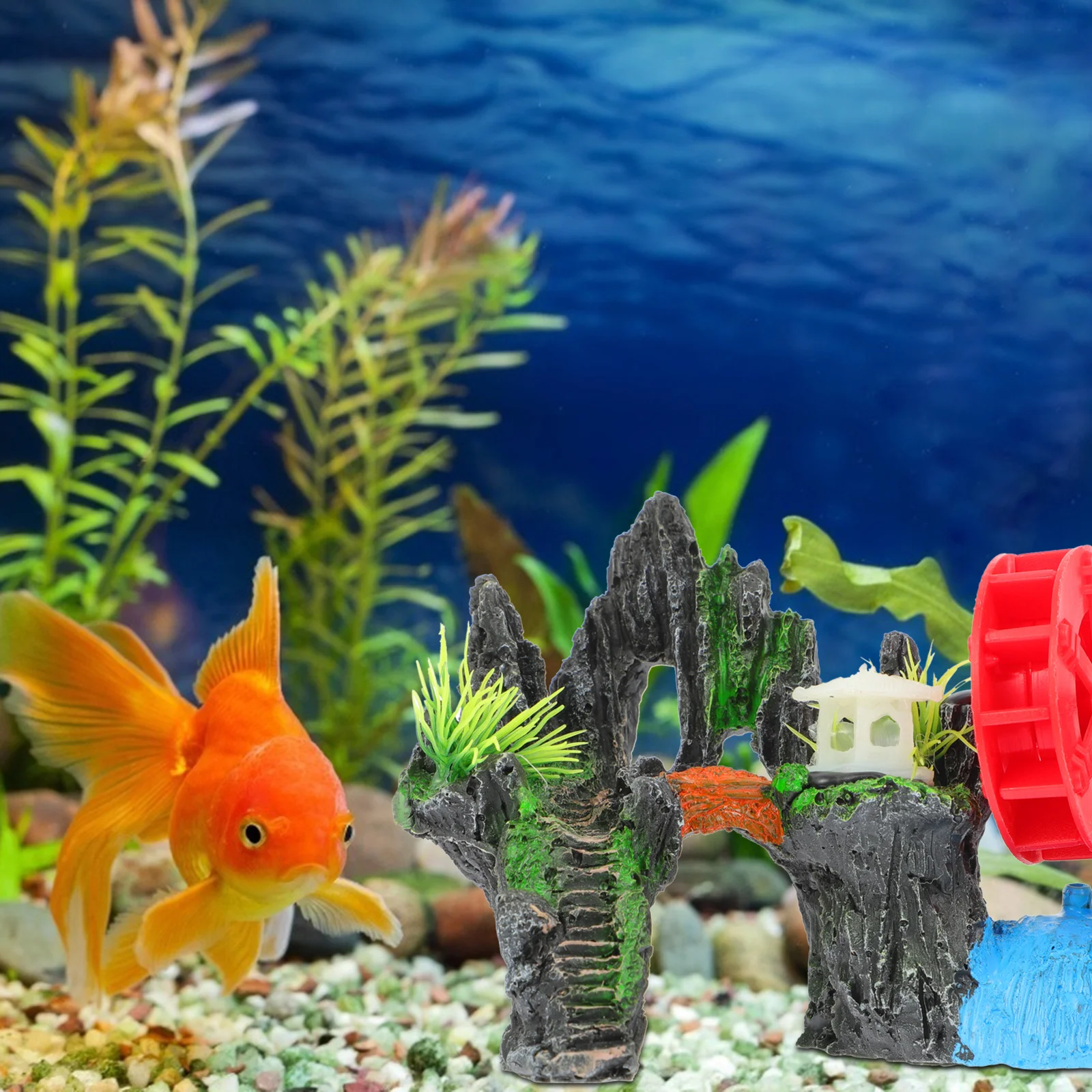 

1Pcs Safe Material Fish Tank Rockery Waterwheel Adornment Fine Workmanship Lifelike Aquarium Ornament Desktop Decoration