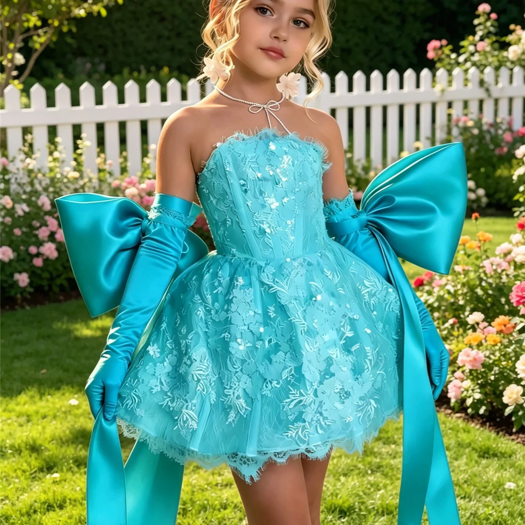 custom-girls-luxury-strapless-lace-short-flower-girl-dress-with-bow-gloves-wedding-party-gown-birthday-party-pageant-runway