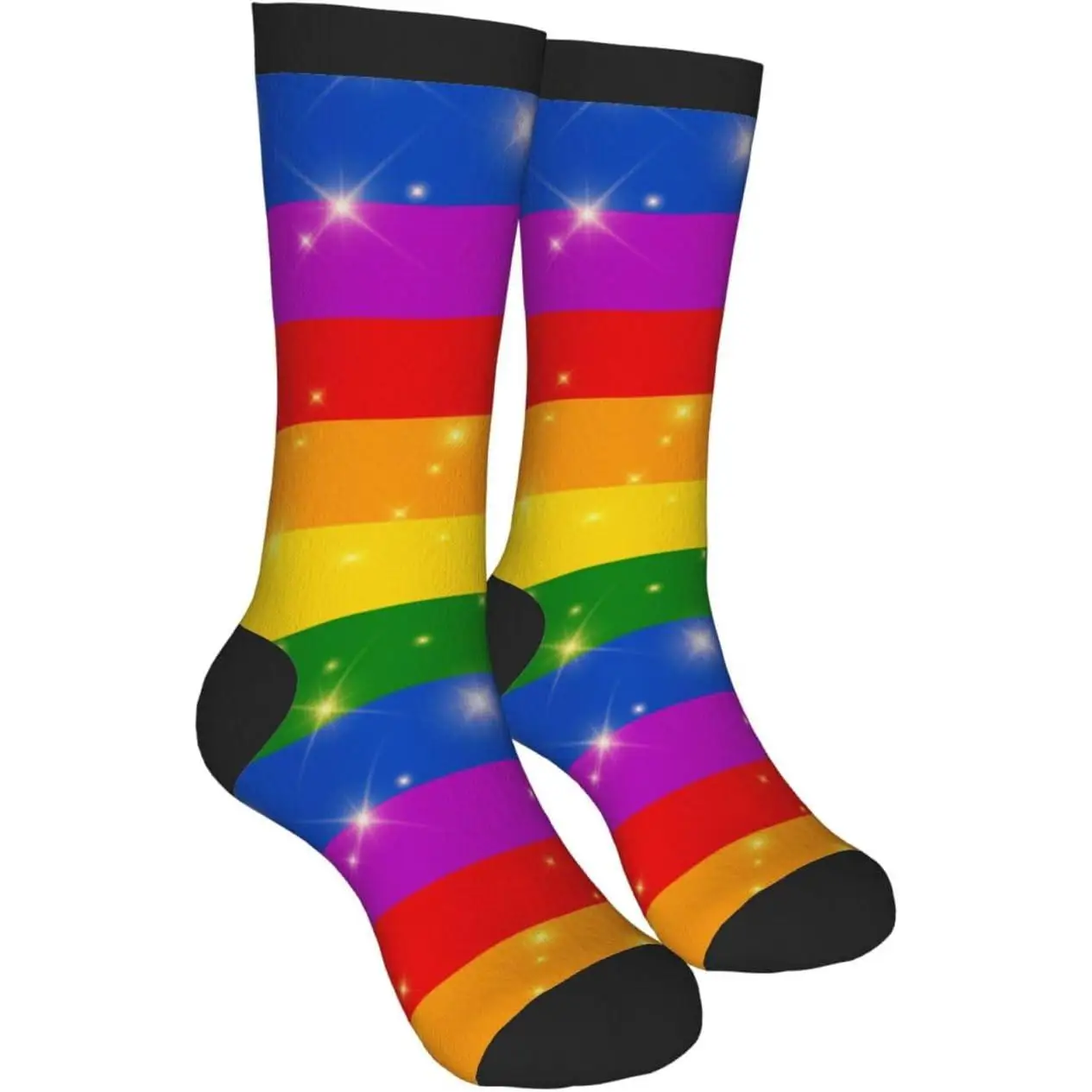 

Блестящие полосатые носки с радужной гордостью, ЛГБТК, модные блестящие повседневные носки для мужчин и женщин