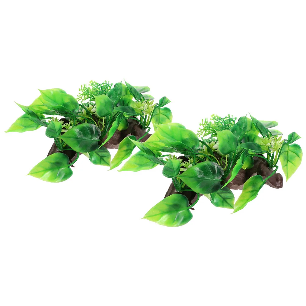 

2Pcs Aquarium Grass Betta Fish Tank Decorations Chic High Grade Not Easy to Deform and Fade Fish Tank Plants Small Plants
