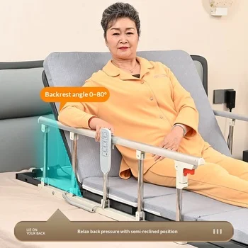 Electric Back Lifting Bed, Carbon Steel Size 100 Adjustable Bed Frame, Foldable Assistive Device for Elderly Home Care