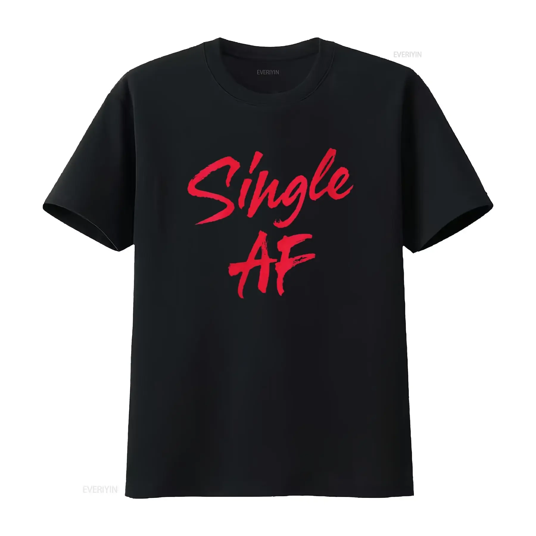 Mens Single AF Round Neck T Shirt Black Small vintage Washed Breathable Unisex Versatile homme Stretched Casual