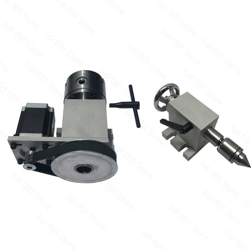 4th A Axis Rotary Table 80/100mm Chuck Tailstock Dividing Head for Stereoscopic Engraving