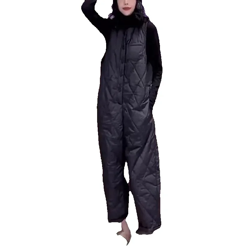 Autumn Winter Cotton Jumpsuits Women 2025  New Fashion Loose Casual Overalls Pants Long Sleeve Two-Piece Suit Female