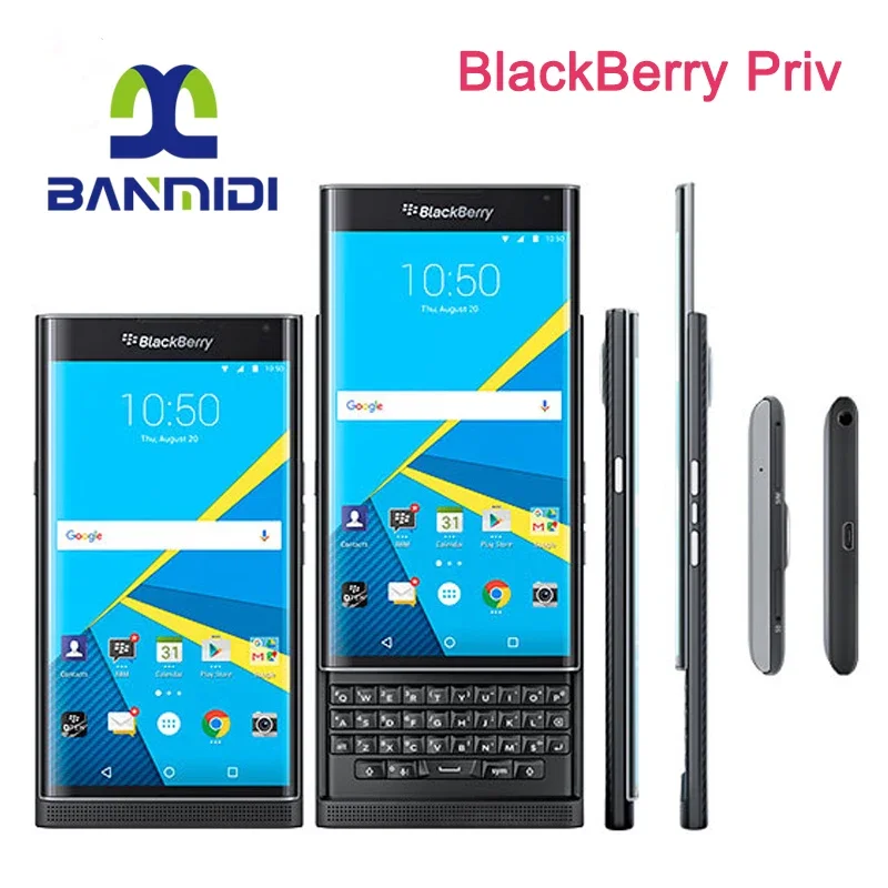 BlackBerry Priv هاتف محمول أصلي غير مقفول 5.4 بوصة AMOLED هاتف محمول 3 جيجابايت رام 32 جيجابايت روم 18 ميجابكسل كاميرا منزلق هاتف ذكي أندرويد