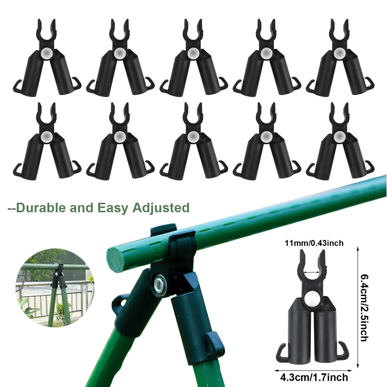 10PCS Universal Plant Support Clips,Plastic Climbing Pergola Fixed Bracket, Gardening Fix Connector for 8-20mm Stakes