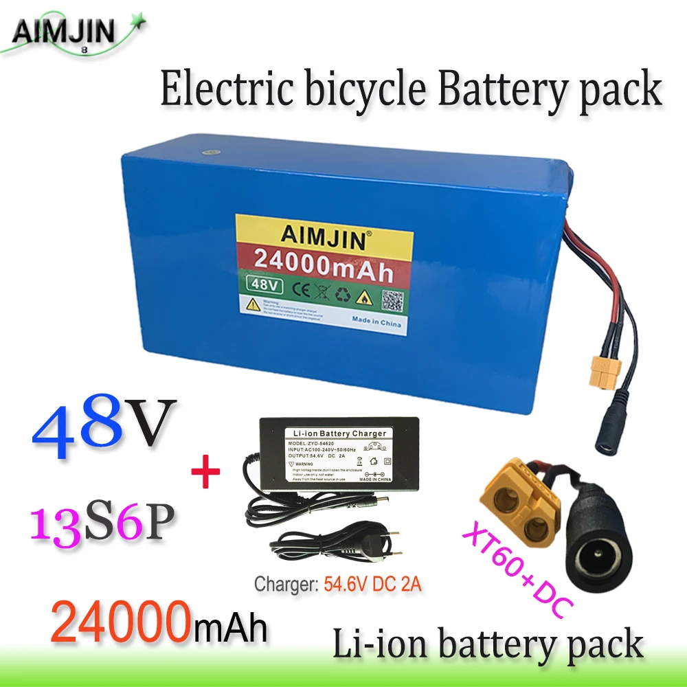 48V 24000mAh 13S6P Li-ion Battery Pack 2000W Citycoco Motorized Scooter Battery Built In 50A BMS+54.6V Charger