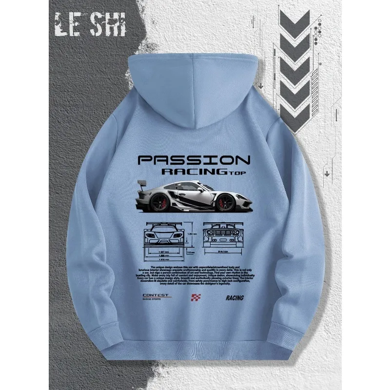 

Мужская толстовка с принтом гоночного узора, удобная спортивная одежда, повседневная универсальная толстовка с капюшоном на каждый день