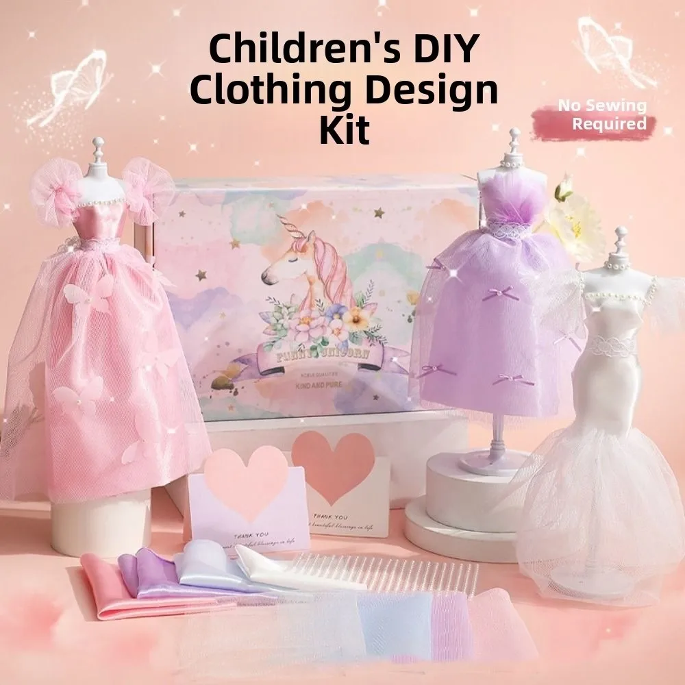 Skirt DIY Doll's Clothes Kit Handmade Wear Princess Toy Outfit Kit Cute Fashion Design Doll's Dress Material Children Gift