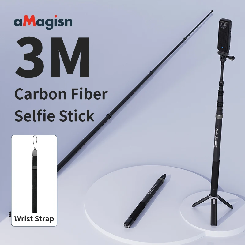 

aMagisn 3M Carbon Fiber Invisible Selfie Stick for DJI Action 5 Pro 4 3 Gopro Hero 13 12 11 10 9 8 7 Insta360 X4 X3 ACE Pro 2