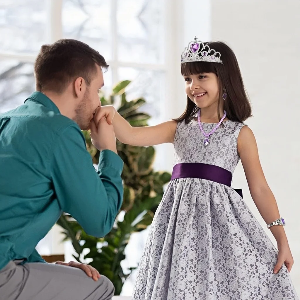 8 pezzi/set accessori per abiti da principessa per ragazze guanti bacchetta corona set di gioielli abito da principessa costume accessori cosplay