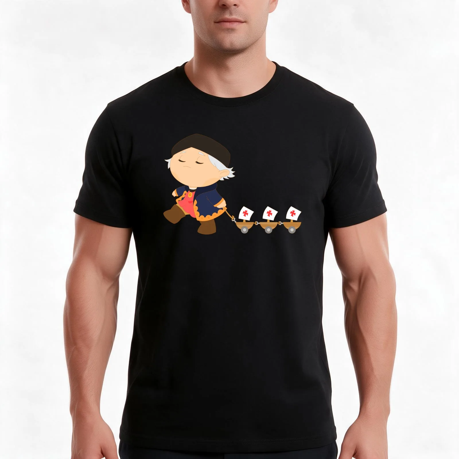 Columbus (Cristóbal Colón) T-Shirt, Summer Casual Cotton Tee, Oversized Streetwear Tops, Vintage Graphic Print, Unisex Men Women