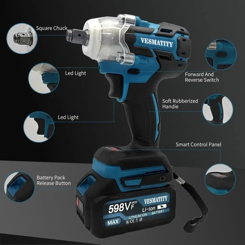 DTW600 High Torque Brushless Impact Wrench Cordless Electric Tool Auto Repair Power Tool for 18V 20V Battery Pro Max Unit