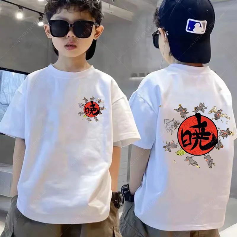 Cartoon Kids T-shirt Japan Anime Print Short Sleeve Cotton Tops Tee Kids Summer Boys Girls Clothes Teenager Manga Summer Tees