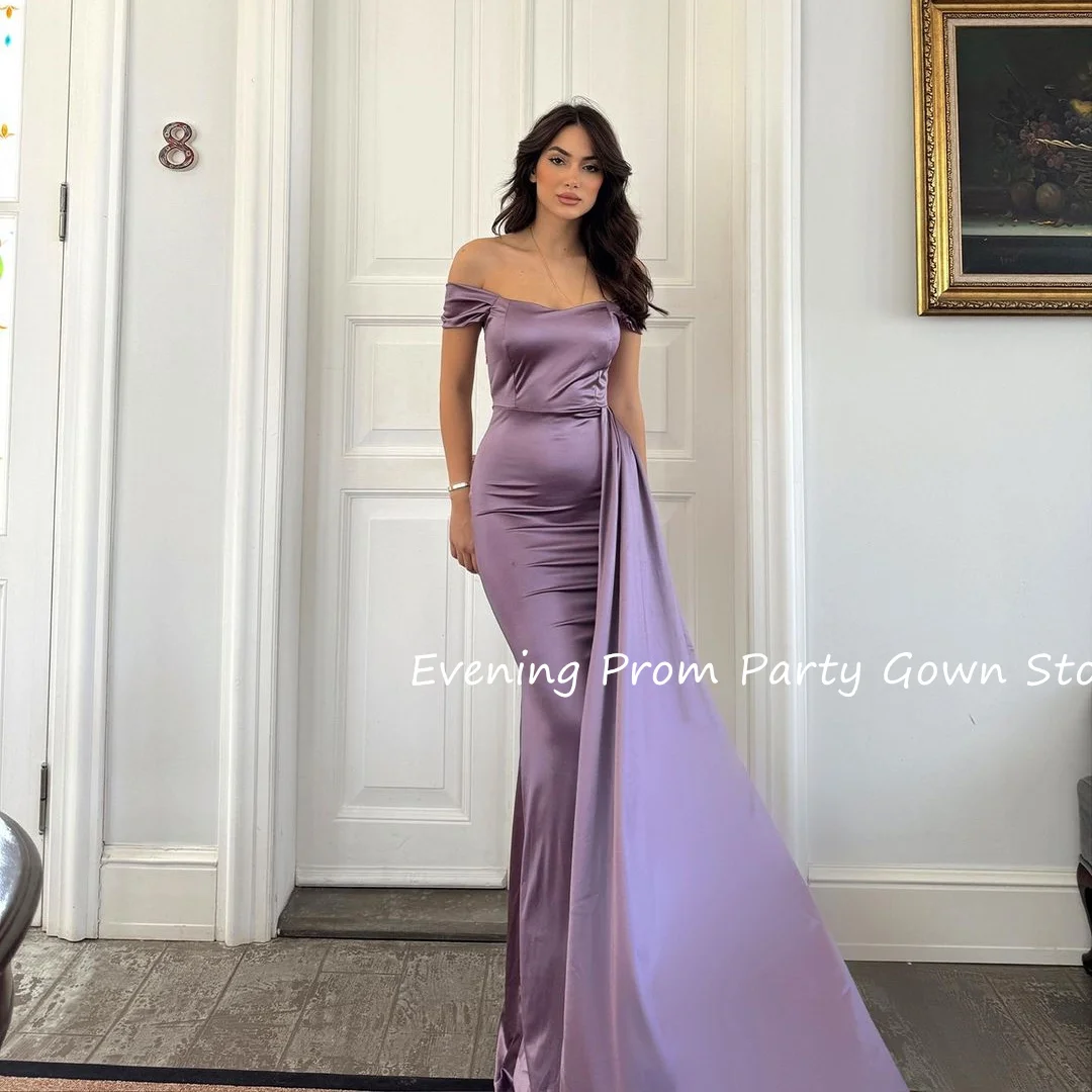 

Wisteria Satin Mermaid Evening Dresses Off Shoulder Prom Gowns 2024 vestidos para mujer elegantes fiesta فستان سهره سعوديه