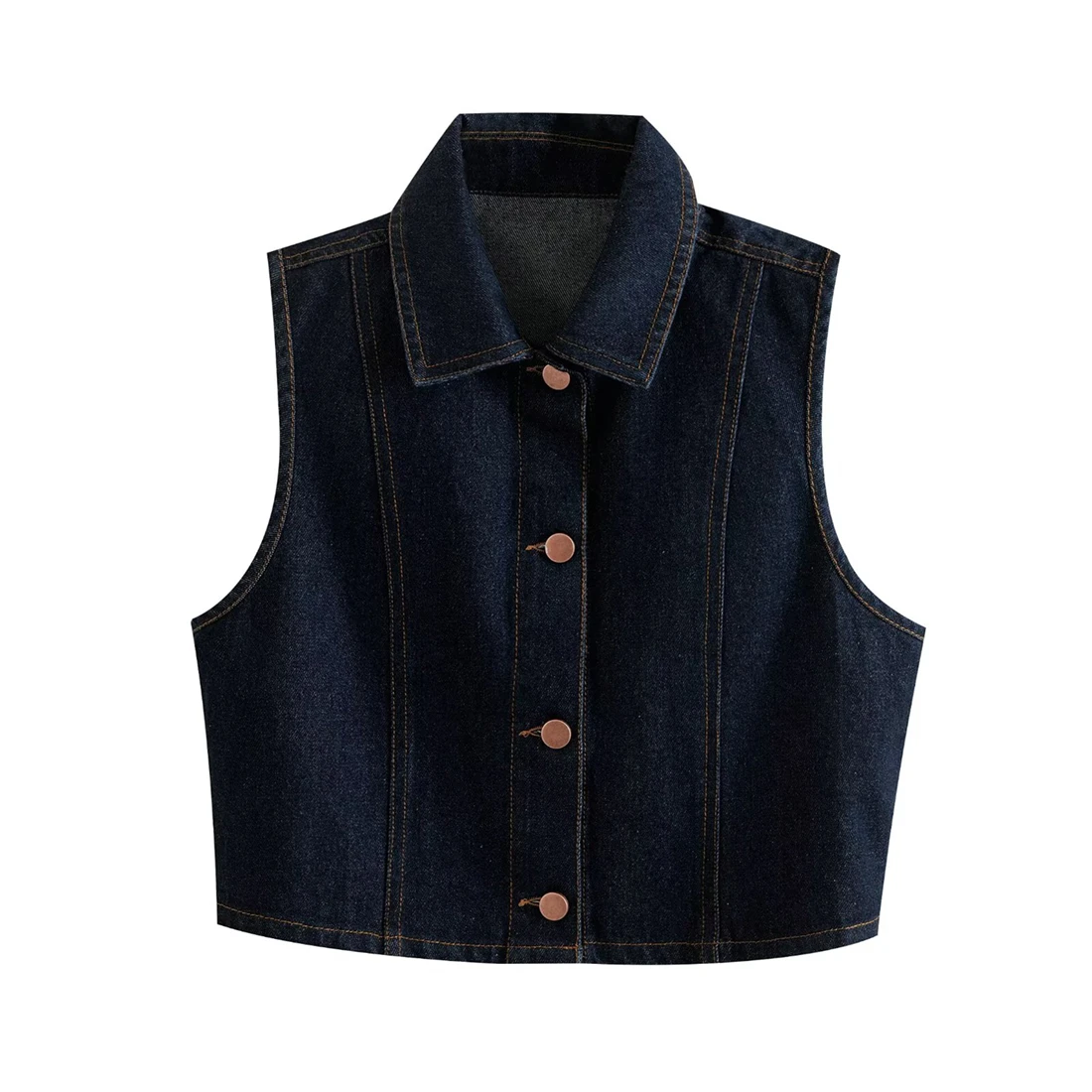 

Women's Fashionable Sleeveless Denim Vest Single-button Short Jacket New Style