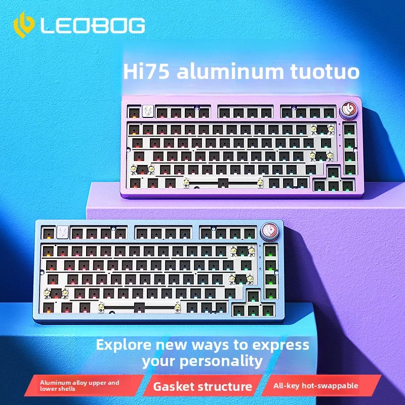 LEOBOG Hi75 CNC Aluminum Kit Mechanical Keyboard Gasket Mount 75% Hot Swap RGB Knob Thocky Sound Wired Gaming Keypad Custom PC