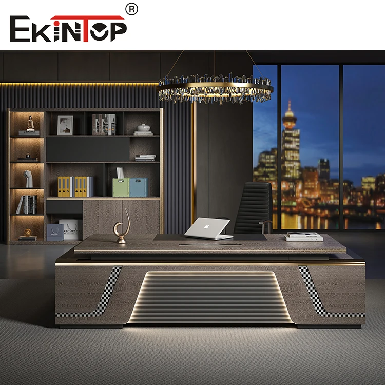 Ekintop Office Desk Furniture L Shape Luxury Executive Office Modern Manage Table Desk Corner Furniture Office Desks