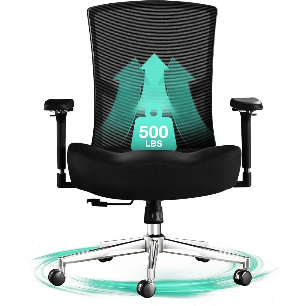 Office Chair, Ergonomic Heavy Duty High Back Computer Chair with Wide Thick Seat Cushion, Adjustable Lumbar Support, 4D Armrests