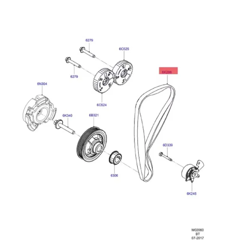 Timing Drive Belt For Ford For Ford Focus Ecosport Escort Esoboost GN1G6K288AB GN1G6K288AB GN1G6K288CA 2272646 Car Accessories