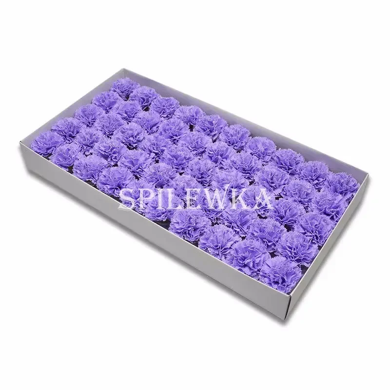 Spilewka 50Pcs Korean Style Carnation Artificial Flowers Heads For Mother's Day Thanksgiving Gift Box Handmade DIY Material