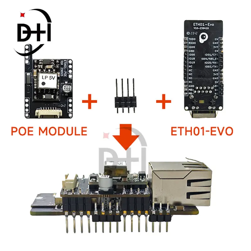 WT32-ETH01-EVO Onboard ESP32-C3 Development Board with Ethernet WIFI Bluetooth 3-In-1 IoT Gateway Convenient Module with POE