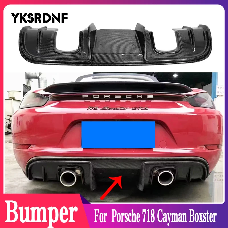 Rear Diffuser Lip Splitters Cover fit for Porsche 718 Cayman Boxster 2016-2022 Real Carbon Fiber Bumper Protector Double out FRP