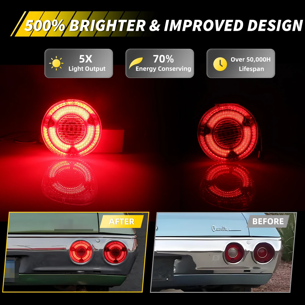4 قطعة المصد الخلفي DRL ضوء الفرامل ضوء الذيل ضوء احتياطية ضوء عكس الضوء ث/LED ل 1972 شيفروليه شيفيل ماليبو SS لا لمبة #6