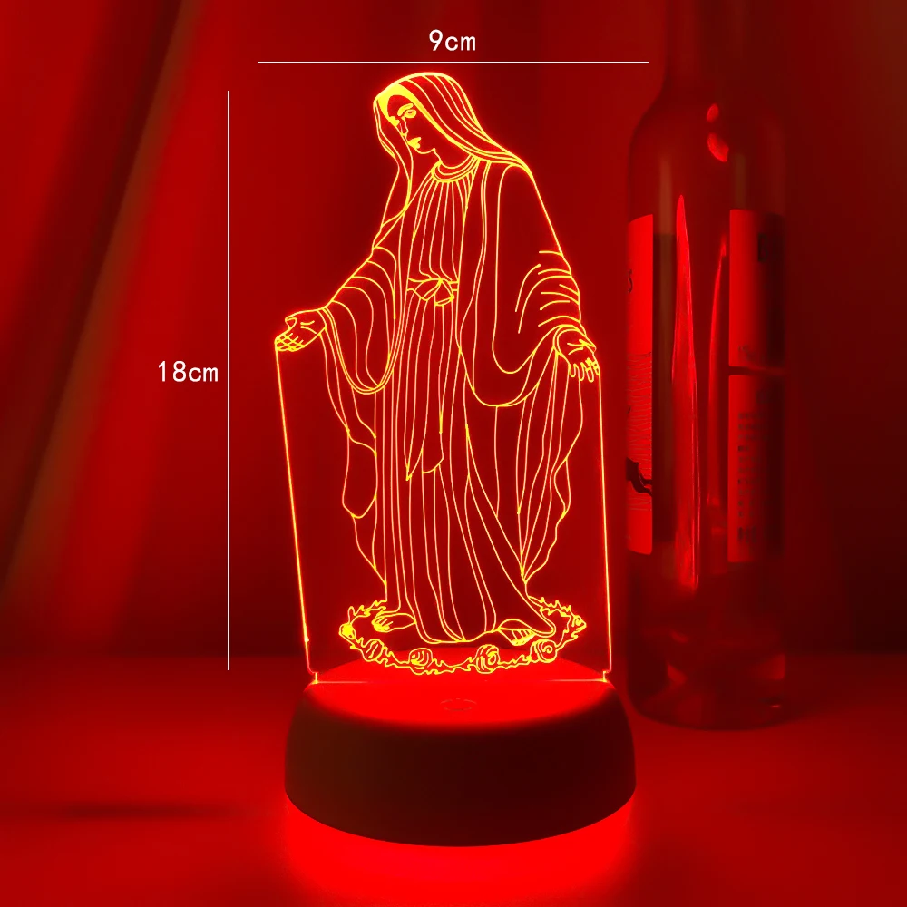 3D Night Light Jesus Illusion Lamp 7 Colors Changing Remote Control Led Christian Decorative Table Lamp Christian Prayer Lamp