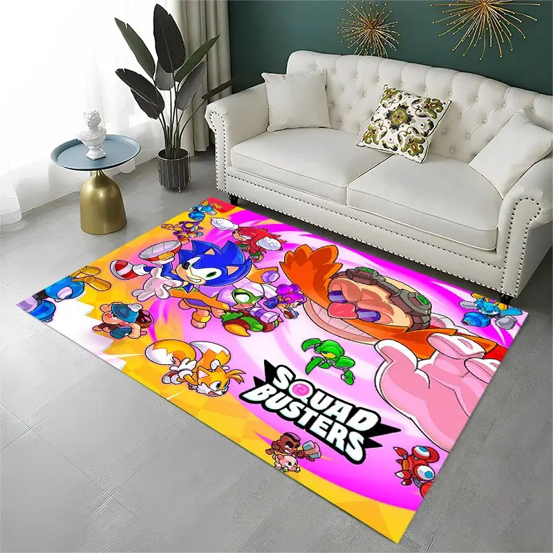 HD Retro Game S-Sonic Cartoon Non-Slip Area Rug for Living Room Bedroom Playroom,Decorative Carpet Floor Mat Home Decor Holiday